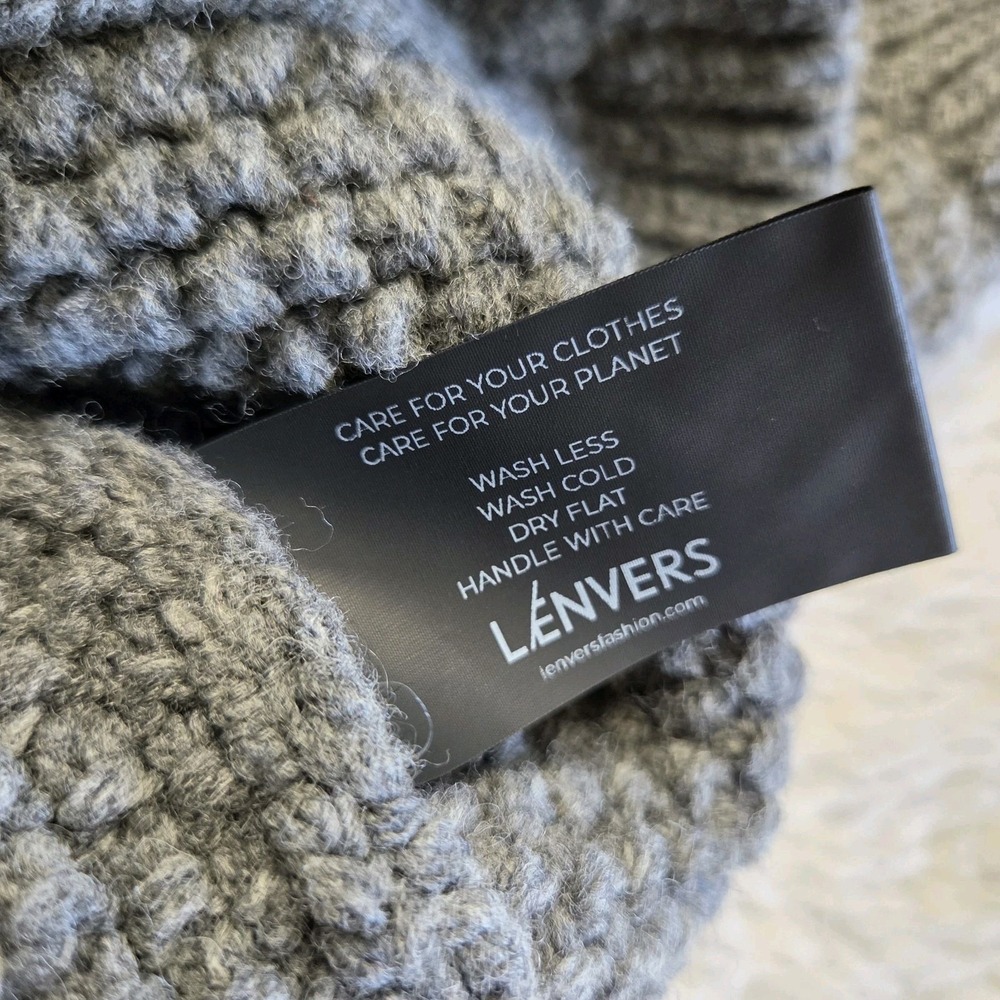 Lenvers Paola Cable Knit Spanish Wool Sweater Women's Medium Grey Boxy - Picture 6 of 10
